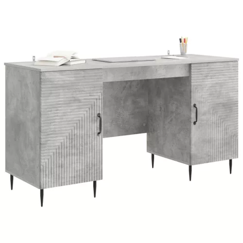  Asztal polcokkal Betonszürke 142,5 x 50 x 75 cm Szerelt Fa