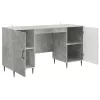 Asztal polcokkal Betonszürke 142,5 x 50 x 75 cm Szerelt Fa