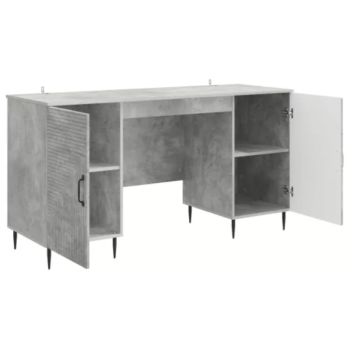  Asztal polcokkal Betonszürke 142,5 x 50 x 75 cm Szerelt Fa
