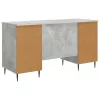  Asztal polcokkal Betonszürke 142,5 x 50 x 75 cm Szerelt Fa