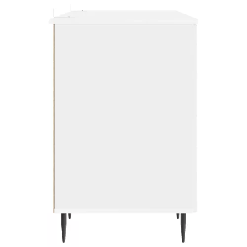 Asztal polcokkal Magasfényű Fehér 142,5 x 50 x 75 cm Szerelt Fa