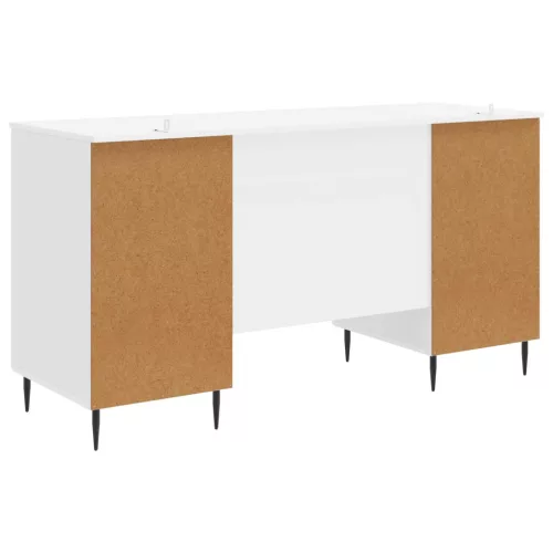  Asztal polcokkal Magasfényű Fehér 142,5 x 50 x 75 cm Szerelt Fa