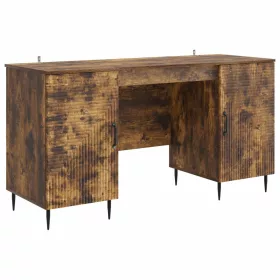    Asztal polcokkal Füstös Tölgy 142,5 x 50 x 75 cm Szerelt Fa