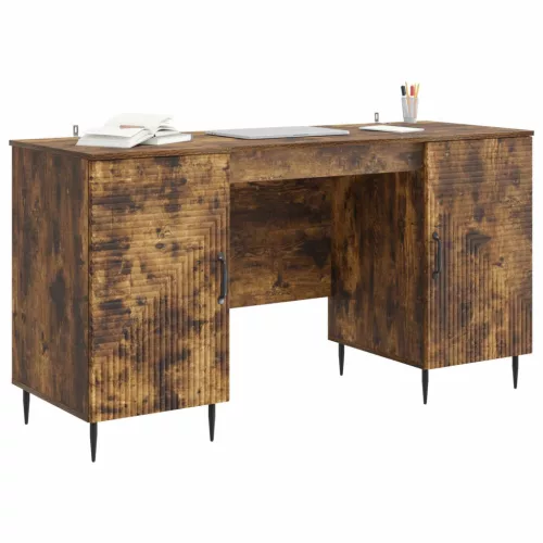  Asztal polcokkal Füstös Tölgy 142,5 x 50 x 75 cm Szerelt Fa