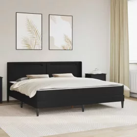    Ágykeret matraccal LED szalagokkal Fekete 180 x 200 cm Műbőr