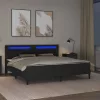  Ágykeret matraccal LED szalagokkal Fekete 180 x 200 cm Műbőr