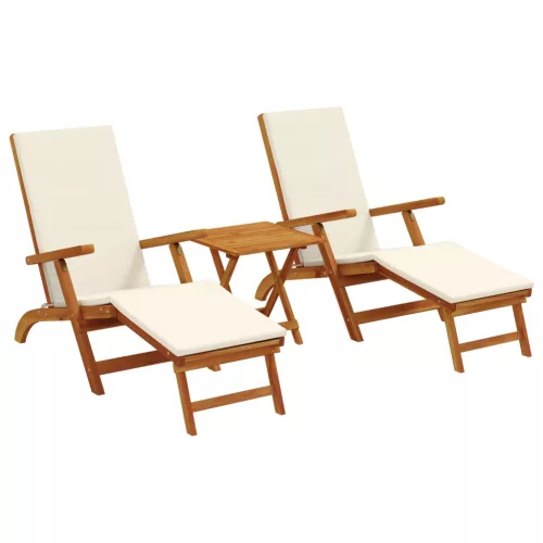  Függőágy és összecsukható napozóágy 3 pcs Krémfehér