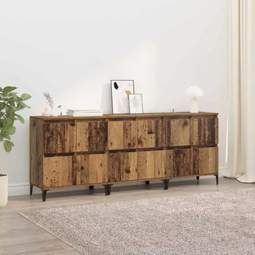  Oldalszekrények 3 pcs Öreg fa 60 x 35 x 70 cm Faanyag