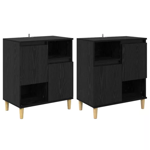  Oldalszekrények 2 pcs Fekete tölgy 60 x 35 x 70 cm Faanyag
