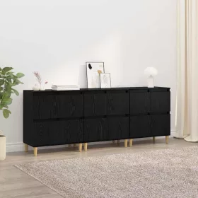    Oldalszekrények 3 pcs Fekete tölgy 60 x 35 x 70 cm Faanyag