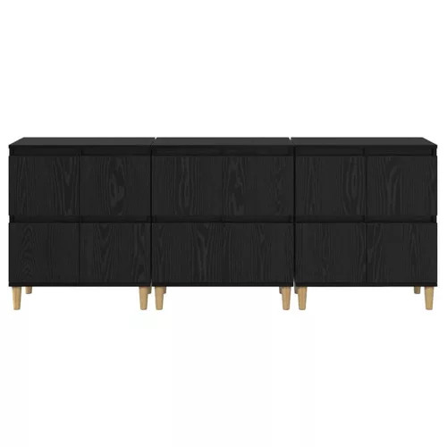  Oldalszekrények 3 pcs Fekete tölgy 60 x 35 x 70 cm Faanyag