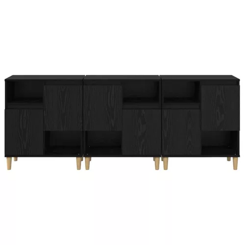  Oldalszekrények 3 pcs Fekete tölgy 60 x 35 x 70 cm Faanyag