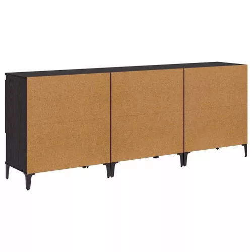  Oldalszekrények 3 pcs Fekete tölgy 60 x 35 x 70 cm Faanyag