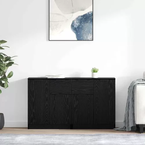  Oldalszekrények 2 pcs Fekete tölgy 60 x 30 x 70 cm Faanyag