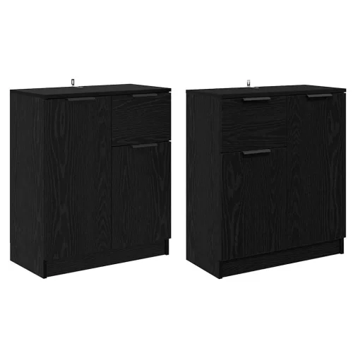  Oldalszekrények 2 pcs Fekete tölgy 60 x 30 x 70 cm Faanyag