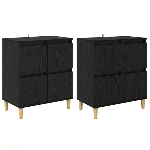  Oldalszekrények 2 pcs Fekete tölgy 60 x 35 x 70 cm Faanyag