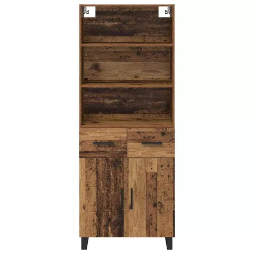  Magasfiú fiókkal Öreg fa 69,5 x 34 x 180 cm Műanyag Fa és Üveg