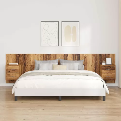  Fejtámla Szekrénnyel fiókkal fejtámlával 3 pcs Öreg fa Faanyag