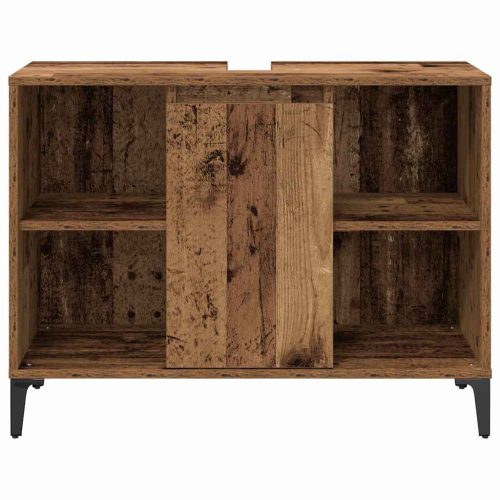  Fürdőszoba bútor szett polcokkal ajtóval 3 pcs Régi fa Faanyag