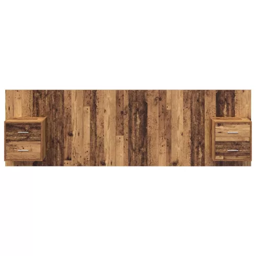  Fejtámla Szekrénnyel fiókkal fejtámlával 3 pcs Öreg fa Faanyag