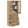  Highboard Szekrény Falra szerelhető 2 pcs Artisan tölgy Faanyag