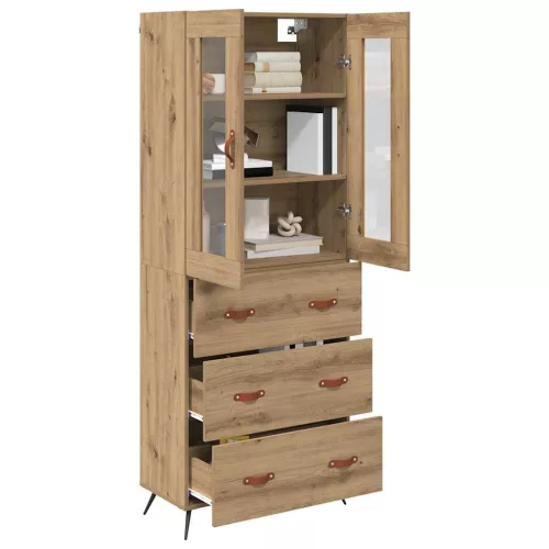  Highboard Szekrény Falra szerelhető 2 pcs Artisan tölgy Faanyag