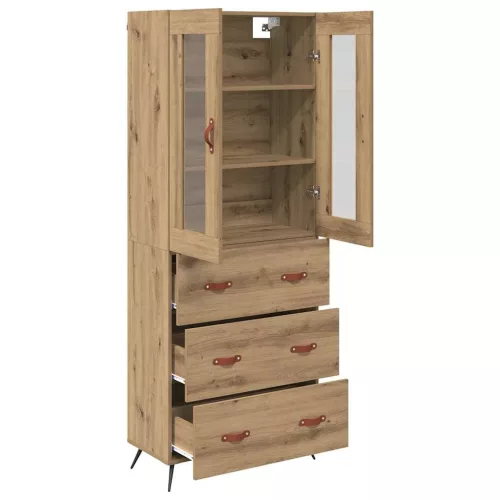  Highboard Szekrény Falra szerelhető 2 pcs Artisan tölgy Faanyag