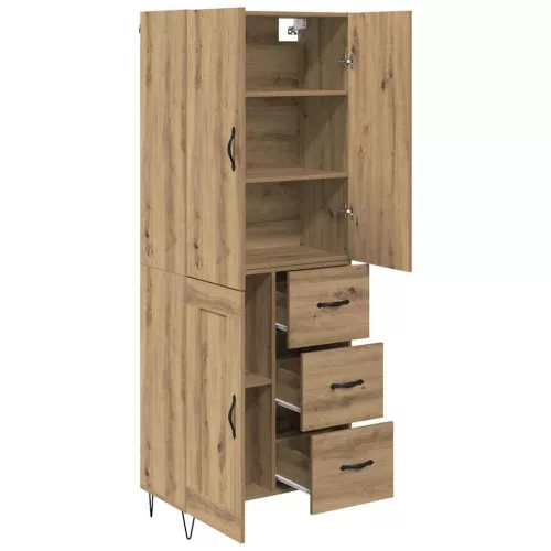  Magasfiú fiókkal 2 pcs Artisan tölgy Műanyag Fa és Üveg