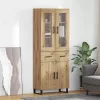  Magasfiú fiókkal 2 pcs Artisan tölgy Műanyag Fa és Üveg