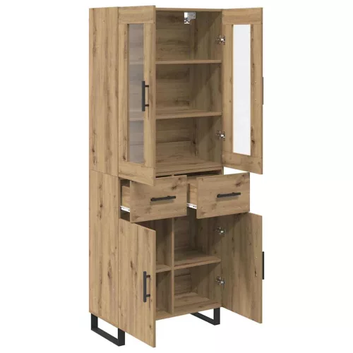  Magasfiú fiókkal 2 pcs Artisan tölgy Műanyag Fa és Üveg