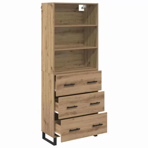  Magasfiú Artisan tölgy 69,5 x 34 x 180 cm Műanyag Fa és Üveg