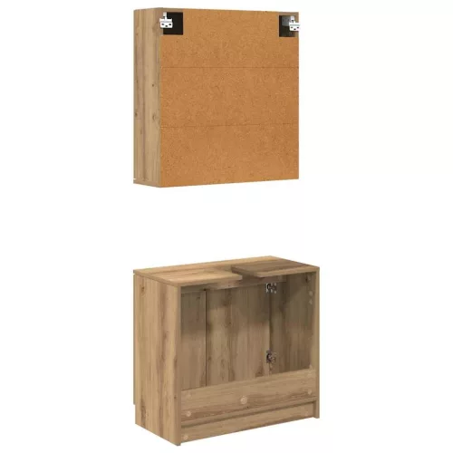  Fürdőszobai Szekrény Szett polcokkal Artisan tölgy Faanyag