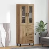  Magasfiú fiókkal 2 pcs Artisan tölgy Műanyag Fa és Üveg