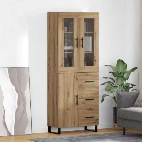  Magasfiú fiókkal 2 pcs Artisan tölgy Műanyag Fa és Üveg