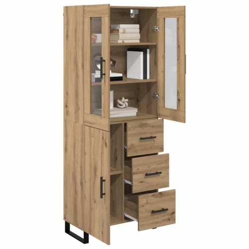 Magasfiú fiókkal 2 pcs Artisan tölgy Műanyag Fa és Üveg
