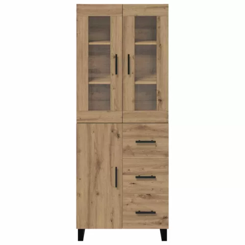  Magasfiú fiókkal 2 pcs Artisan tölgy Műanyag Fa és Üveg