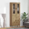  Magasfiú fiókkal 2 pcs Artisan tölgy Műanyag Fa és Üveg
