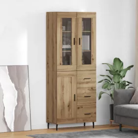    Magasfiú fiókkal 2 pcs Artisan tölgy Műanyag Fa és Üveg