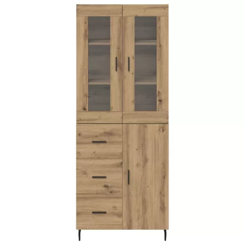  Magasfiú fiókkal 2 pcs Artisan tölgy Műanyag Fa és Üveg