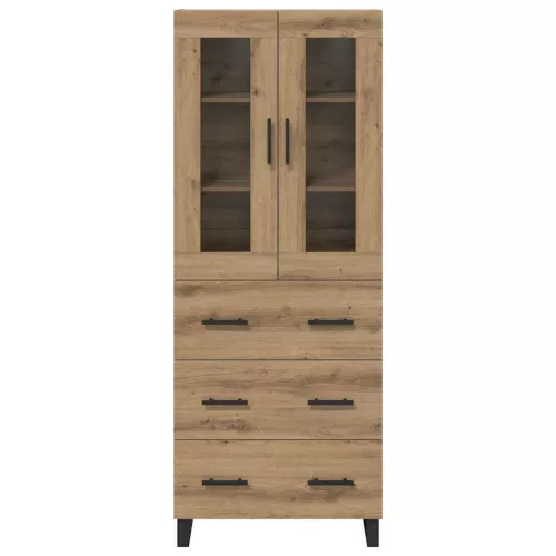  Magasfiú fiókkal 2 pcs Artisan tölgy Műanyag Fa és Üveg