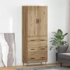  Magasfiú fiókkal 2 pcs Artisan tölgy Műanyag Fa és Üveg