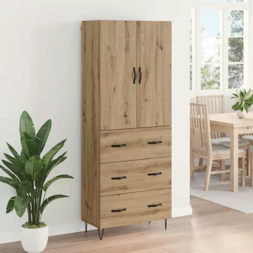  Magasfiú fiókkal 2 pcs Artisan tölgy Műanyag Fa és Üveg