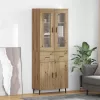  Magasfiú fiókkal 2 pcs Artisan tölgy Műanyag Fa és Üveg