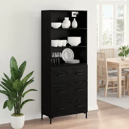  Magasfiú Falra szerelhető fiókkal 2 pcs Fekete tölgy Faanyag