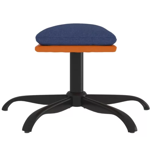  kék szövet és műbőr lábzsámoly 60x60x36 cm