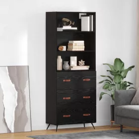    Magasfiú fiókkal 2 pcs Musta tammi 69,5 x 34 x 180 cm Faanyag