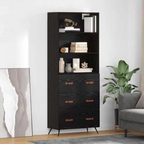  Magasfiú fiókkal 2 pcs Musta tammi 69,5 x 34 x 180 cm Faanyag