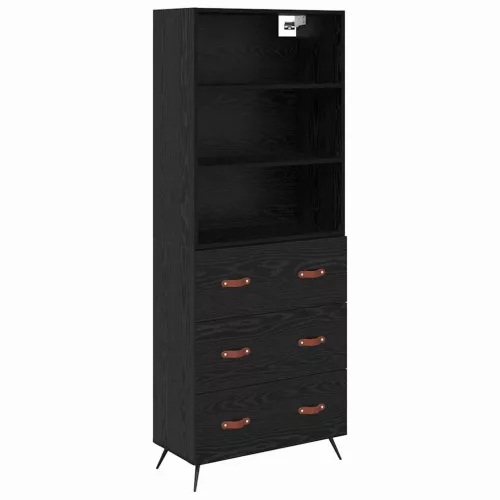  Magasfiú fiókkal 2 pcs Musta tammi 69,5 x 34 x 180 cm Faanyag
