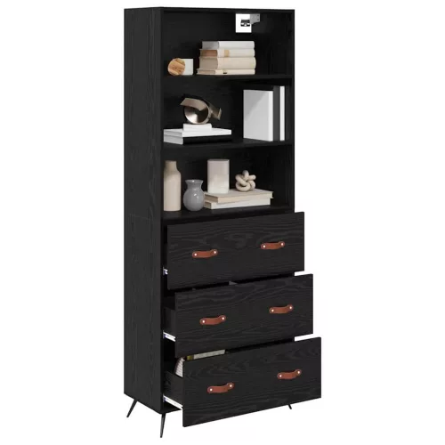 Magasfiú fiókkal 2 pcs Musta tammi 69,5 x 34 x 180 cm Faanyag