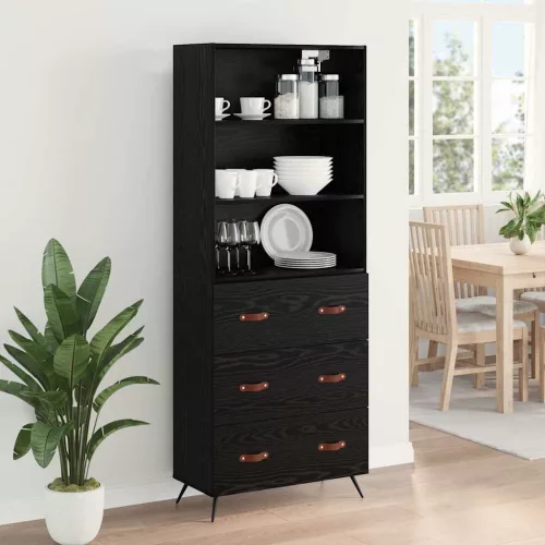  Magasfiú fiókkal 2 pcs Musta tammi 69,5 x 34 x 180 cm Faanyag